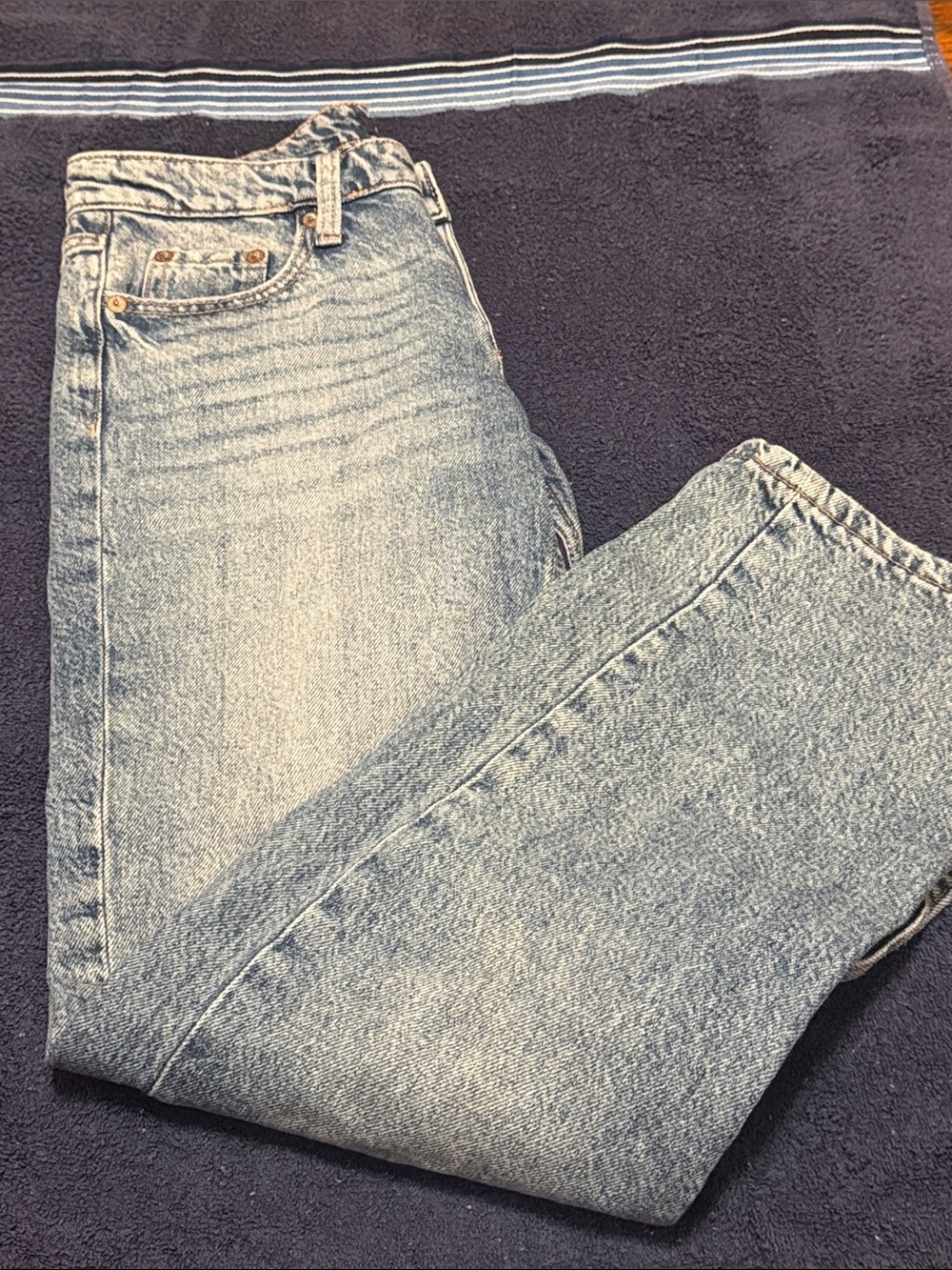 Aeropostale Low Rise Baggy Light Blue Straight Leg Jeans size 00 Short - Picture 16 of 16
